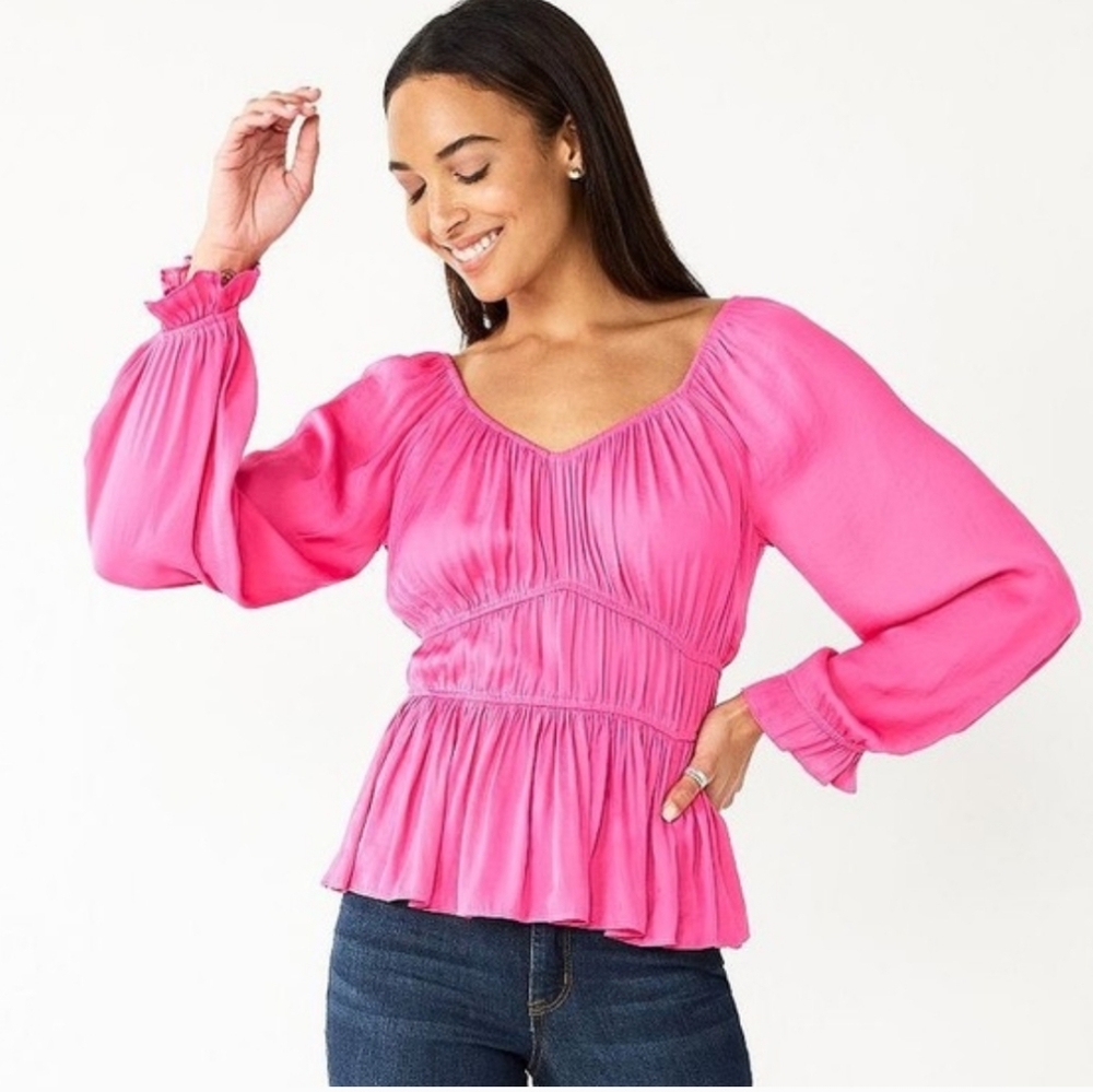 Nine West Croquette Blouse S Peplum Whimsical Milk Maiden Roman Fairy #8